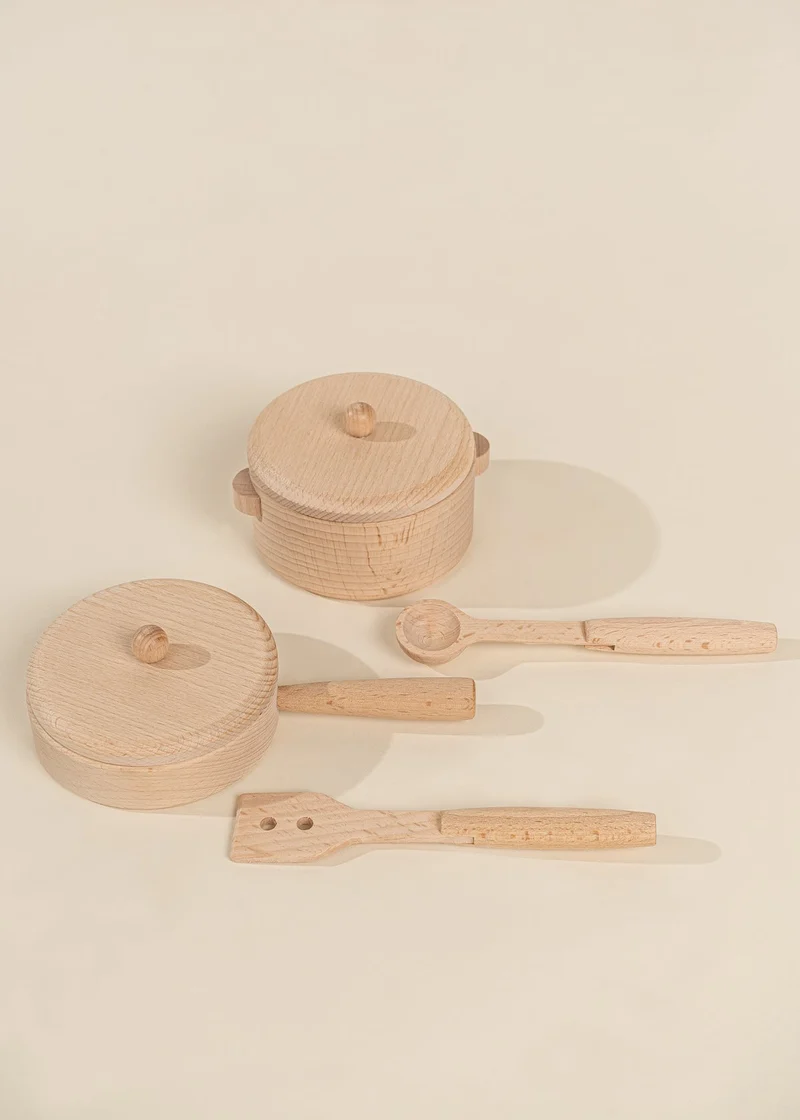 Wooden Pots and Pans Playset (6 Pcs)
