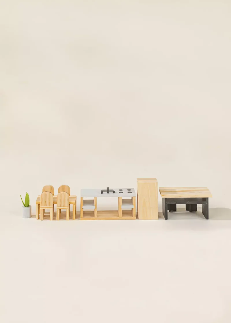 Wooden Doll House Kitchen Furniture (12 pcs)