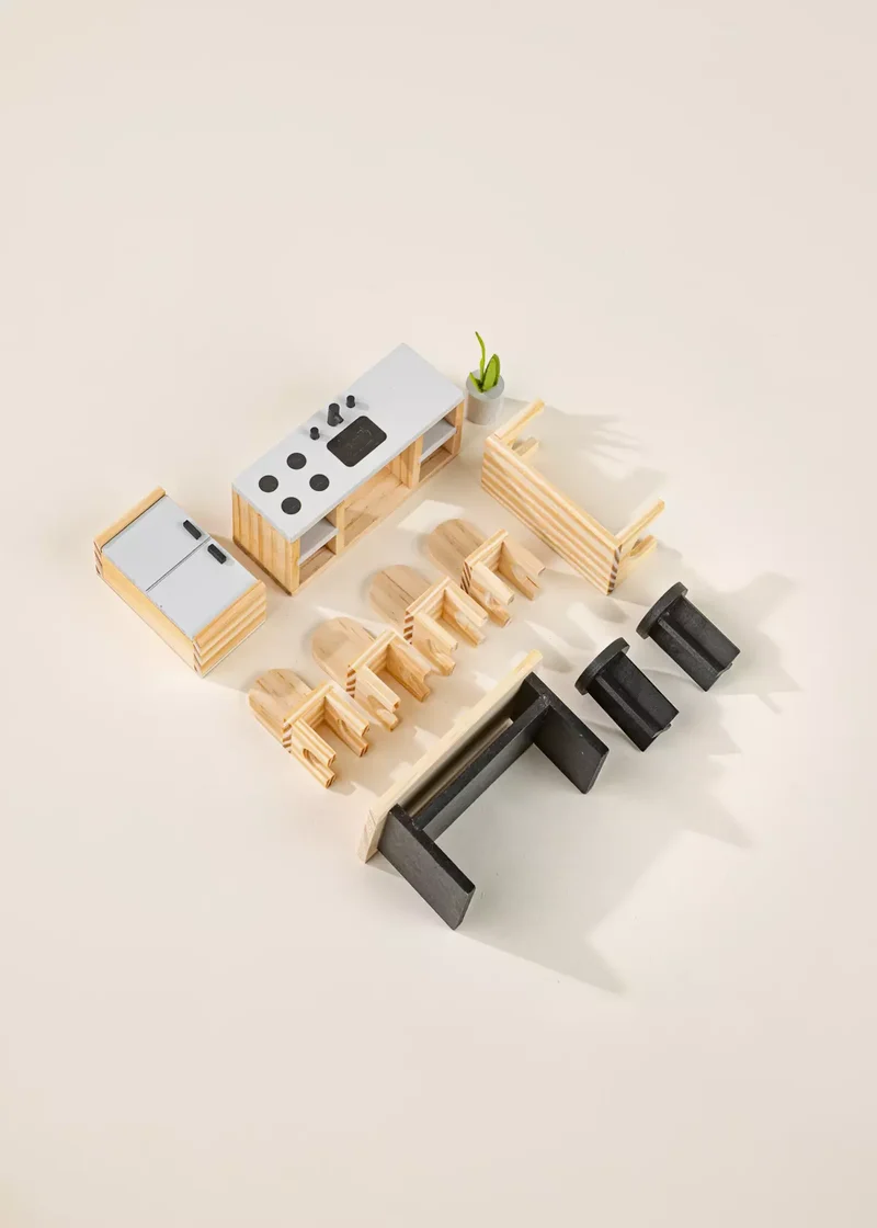 Wooden Doll House Kitchen Furniture (12 pcs)