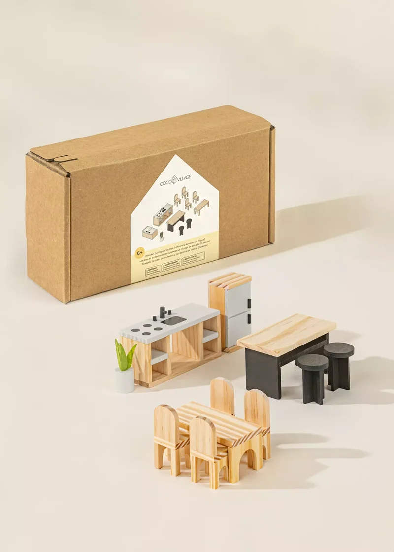 Wooden Doll House Kitchen Furniture (12 pcs)