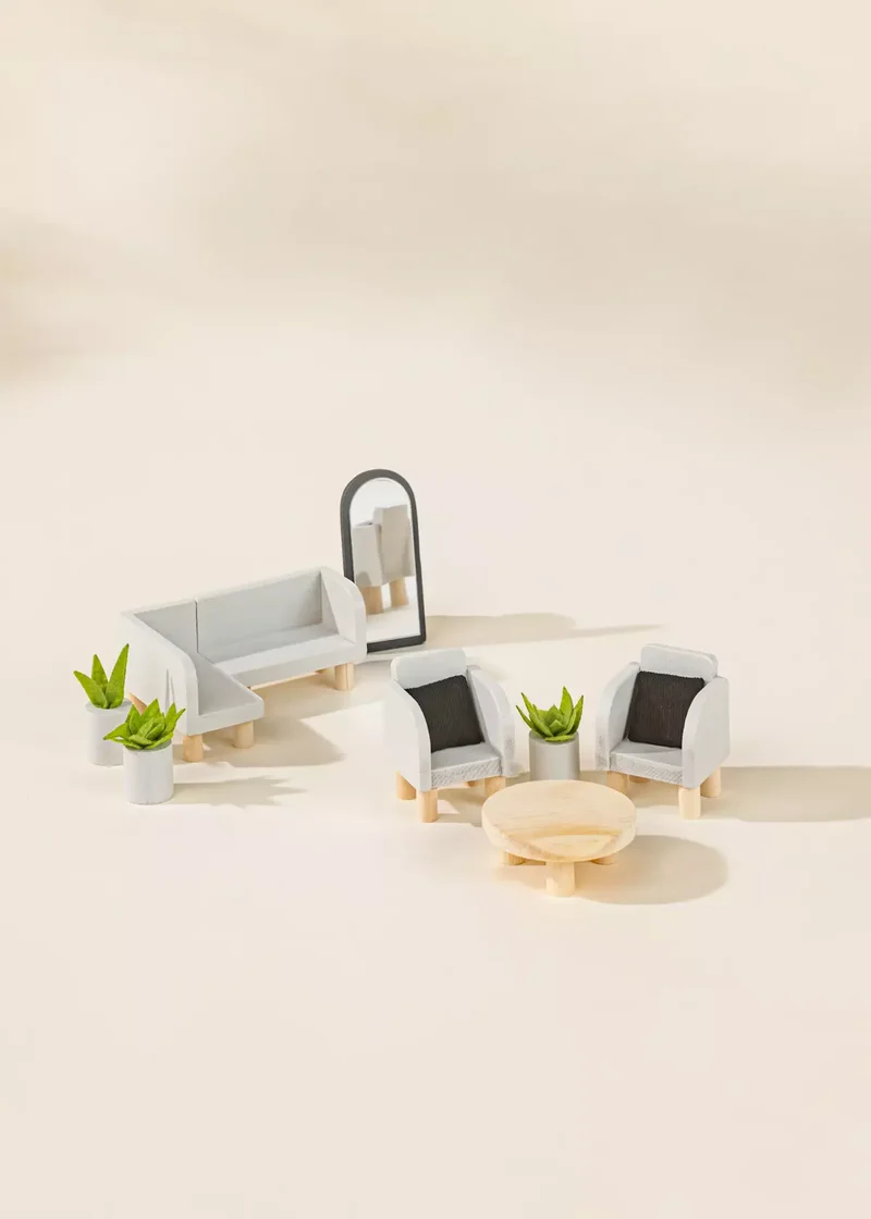 Wooden Doll House Living Room Furniture (10pcs)