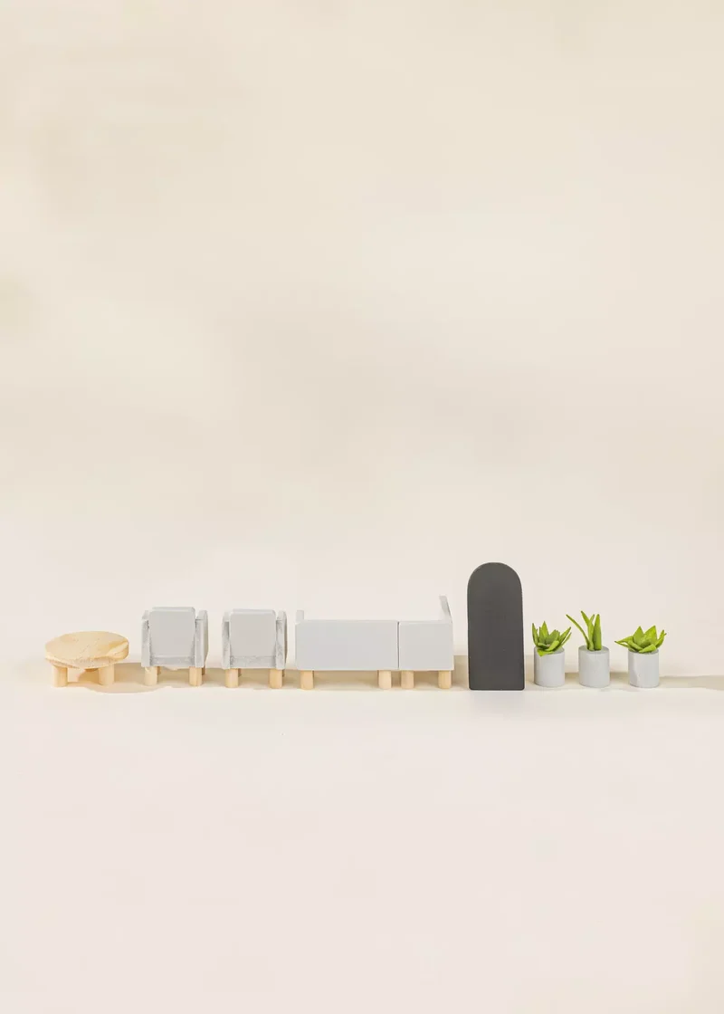 Wooden Doll House Living Room Furniture (10pcs)