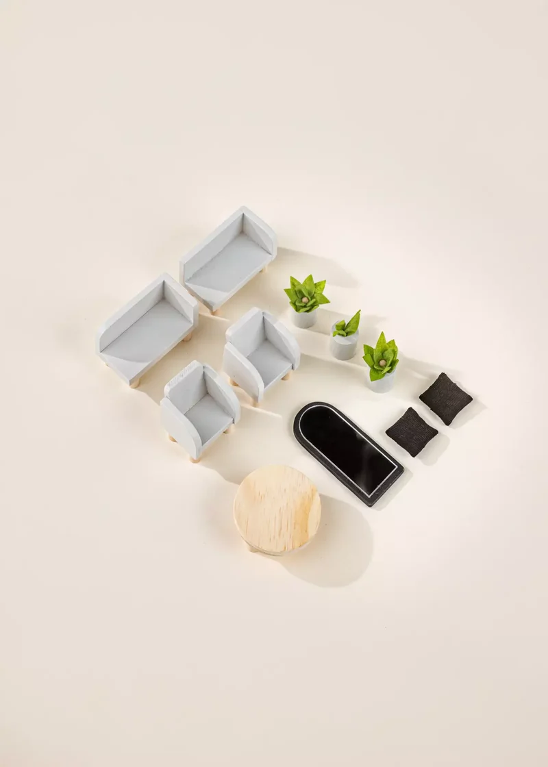 Wooden Doll House Living Room Furniture (10pcs)