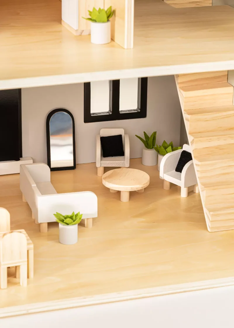 Wooden Doll House Living Room Furniture (10pcs)