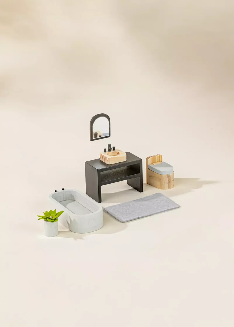 Wooden Doll House Bathroom Furniture (6pcs)
