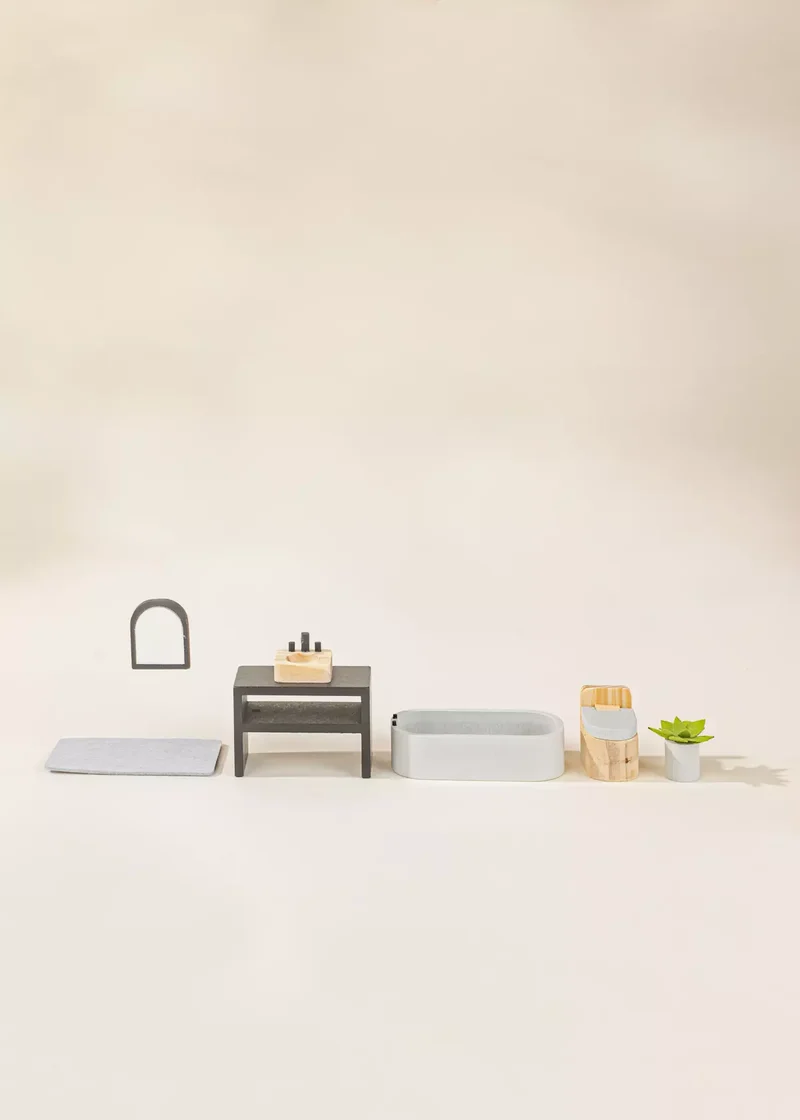 Wooden Doll House Bathroom Furniture (6pcs)
