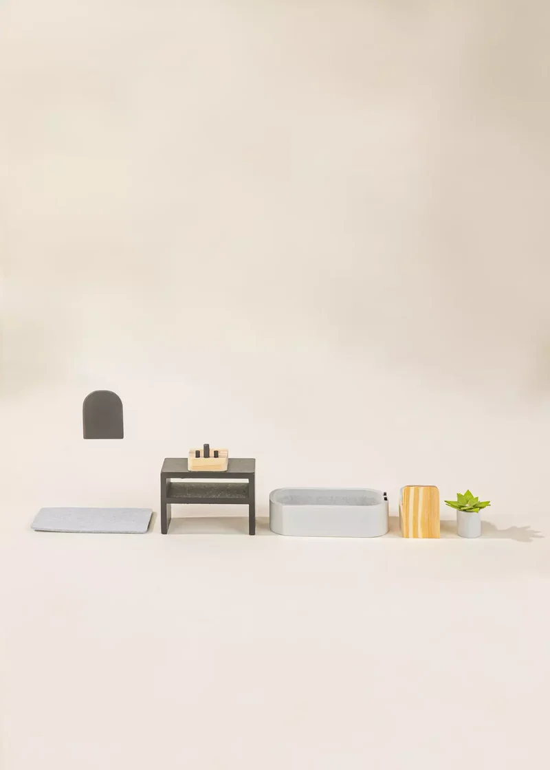 Wooden Doll House Bathroom Furniture (6pcs)