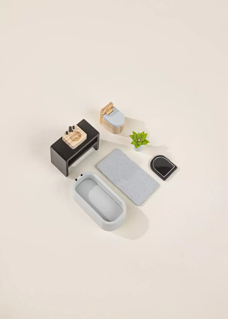 Wooden Doll House Bathroom Furniture (6pcs)