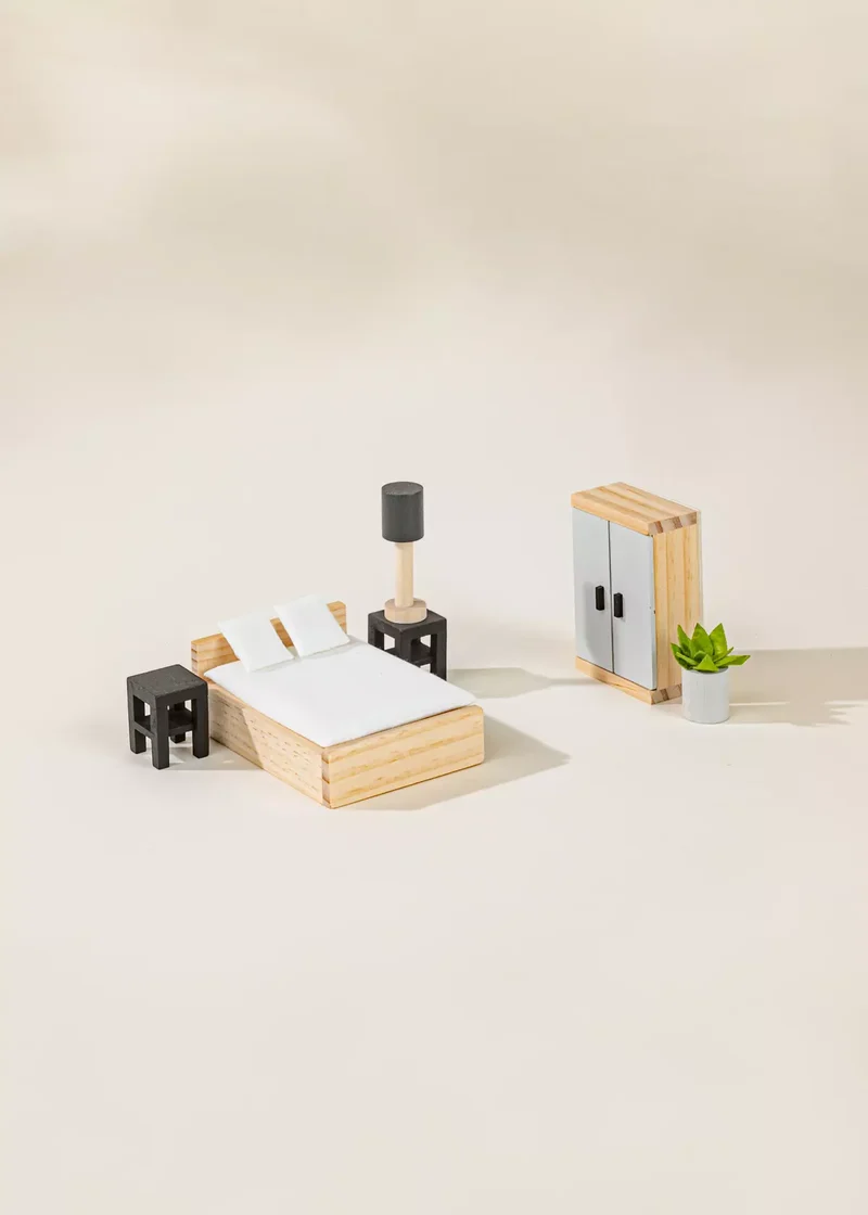 Wooden Doll House Master Bedroom Furniture (9 pcs)