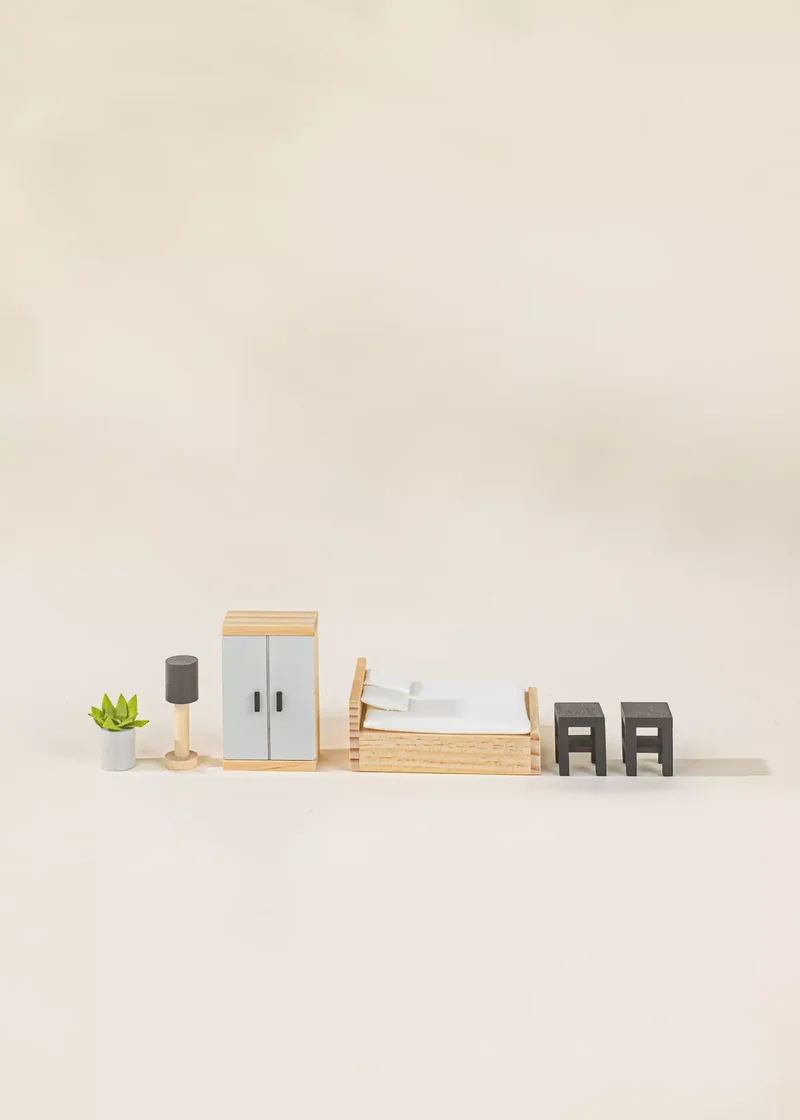 Wooden Doll House Master Bedroom Furniture (9 pcs)