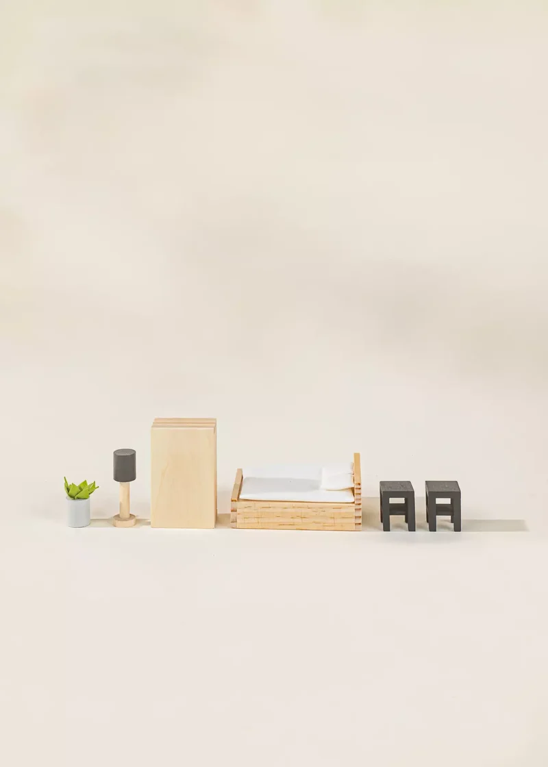 Wooden Doll House Master Bedroom Furniture (9 pcs)