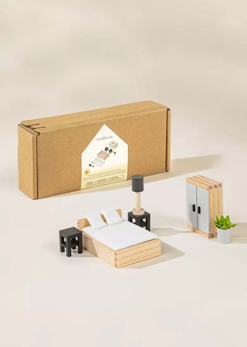 Wooden Doll House Master Bedroom Furniture (9 pcs)