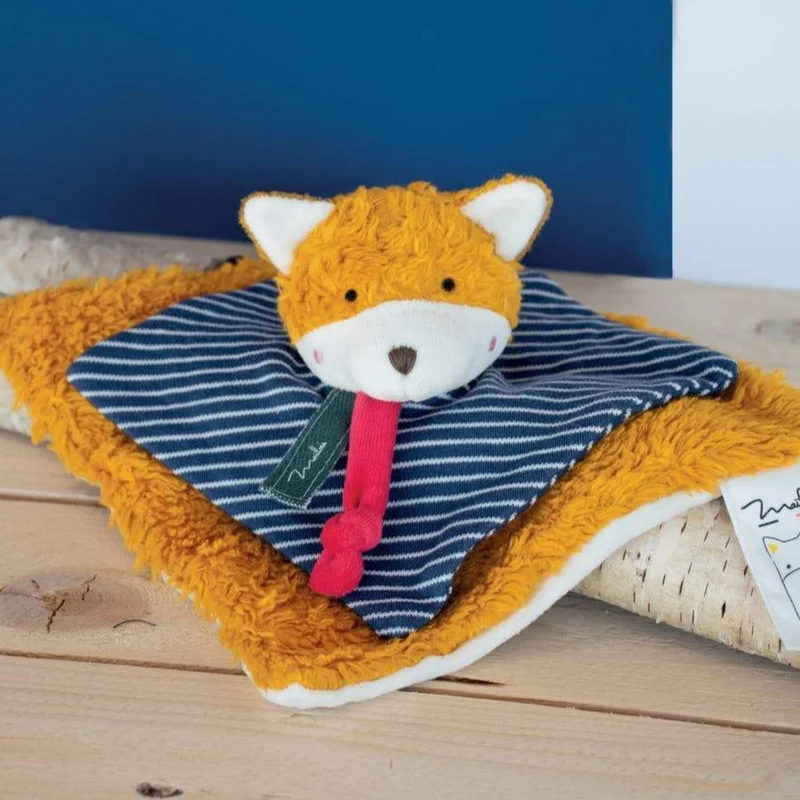 Doudou plat renard en coton bio
