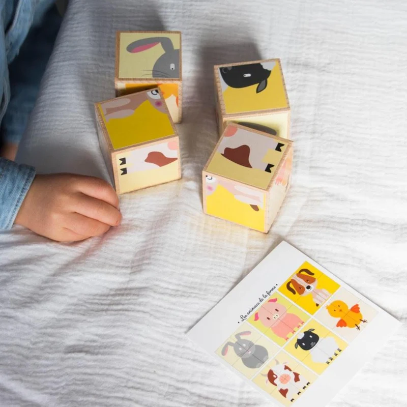 Cubes en bois - Animaux de la ferme