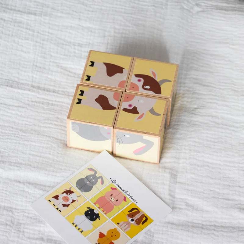 Cubes en bois - Animaux de la ferme