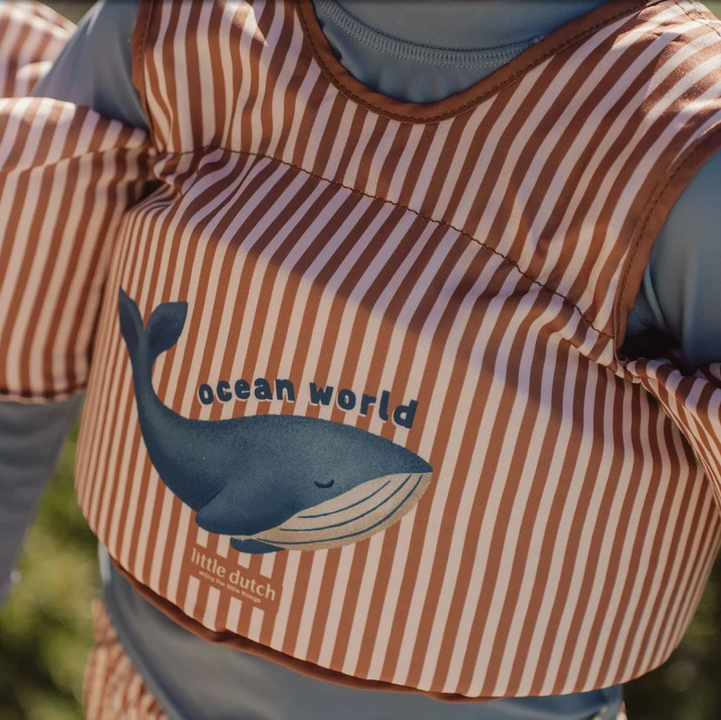 Gilet de natation avec brassards | Rayures marron
