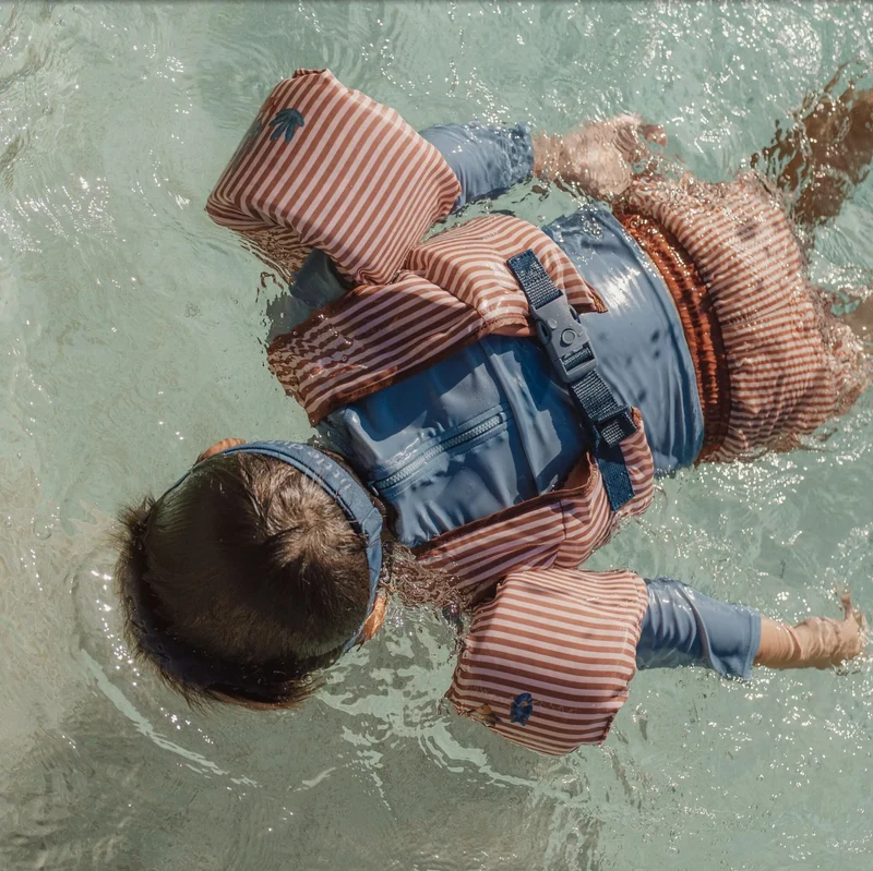 Gilet de natation avec brassards | Rayures marron