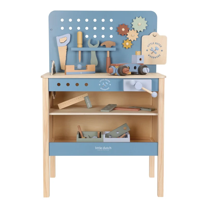 Houten werkbank - Blauw