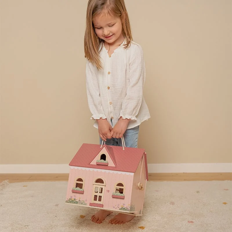 Draagbaar poppenhuis hout