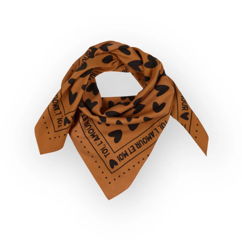 Foulard | Coeurs marron
