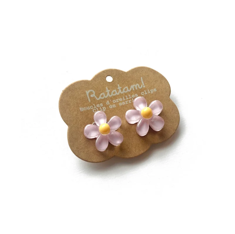 Boucles d'oreilles à clip | Fleurs violette