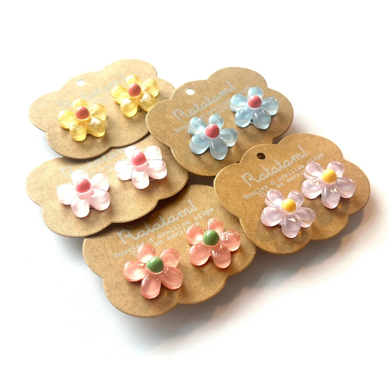 Boucles d'oreilles à clip | Fleurs bleues