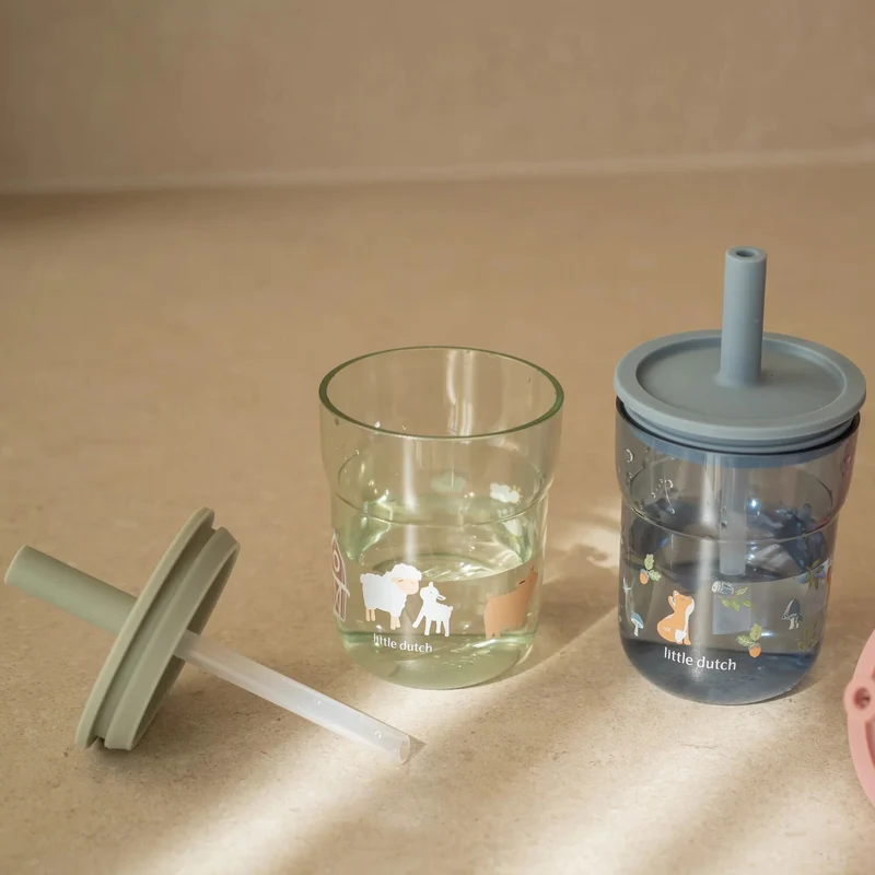 Kinderglas 250 ml Met Rietje Little Farm