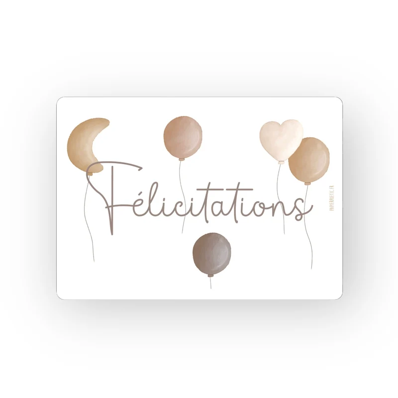 Carte Félicitations | Ballons coeur et lune