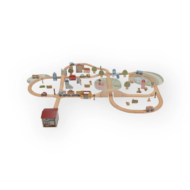 Circuit de train en bois XXL