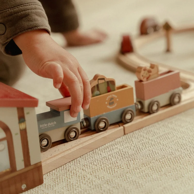 Circuit de train en bois XXL
