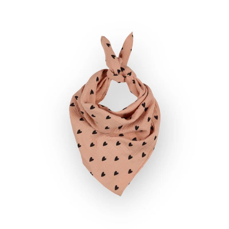 Foulard | Gaze coeurs rose