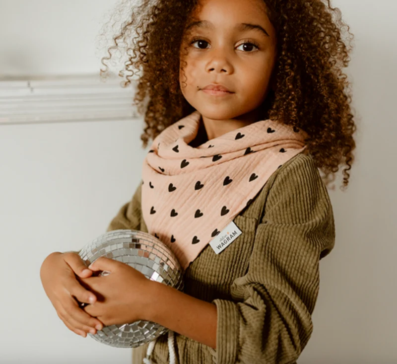 Foulard | Gaze coeurs rose