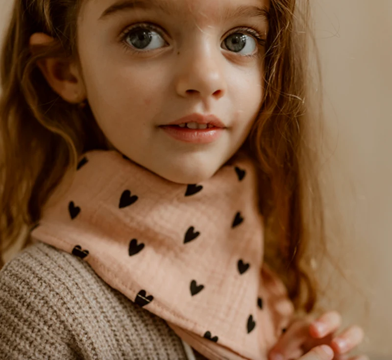 Foulard | Gaze coeurs rose